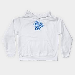 Romantic blue flowers and leaves (2) Kids Hoodie